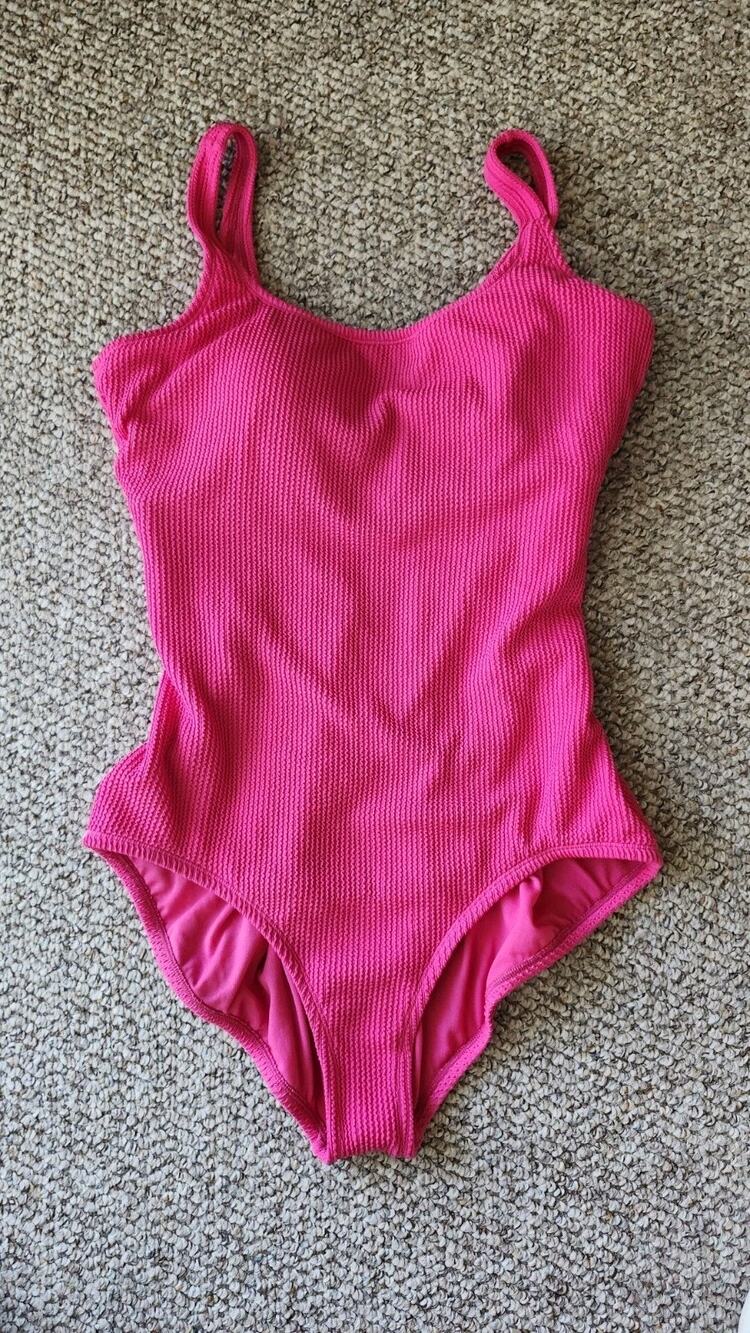 NWT Time and Tru 3X 24W-26W Hot Pink Crinkle Ribbed One Piece Swimsuit #324